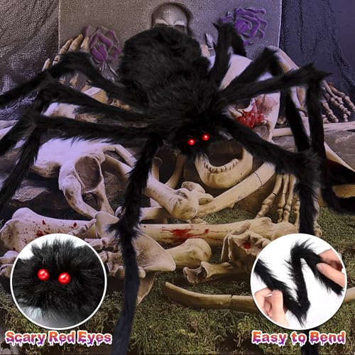 Halloween Spider Web Lights with Fake Spider - 200" Outdoor Decor, 8 Lighting Modes, Purple & Orange Variation