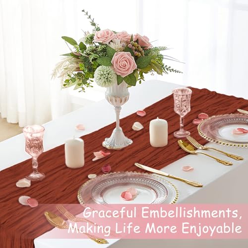 Terracotta Cheesecloth Table Runner - 10 Ft Fall Boho Gauze Table Decor