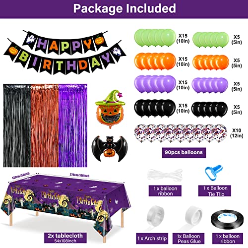 Halloween Birthday Party Decorations Set with Banners Balloons Fringe Curtains