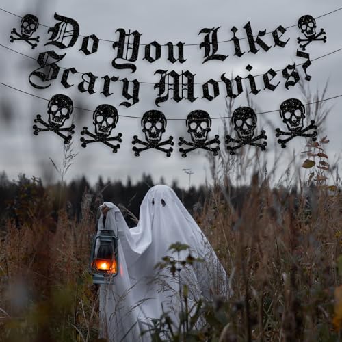Gothic Halloween Banner & Skull Garland Set for Spooky Party Decorations