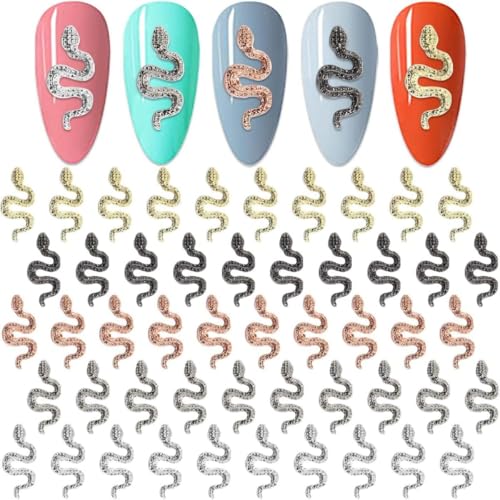 Halloween Nail Charms Cartoon Snake Nail Gems 5D Gold Silver Nail Art Decorations - Variation ASD-06
