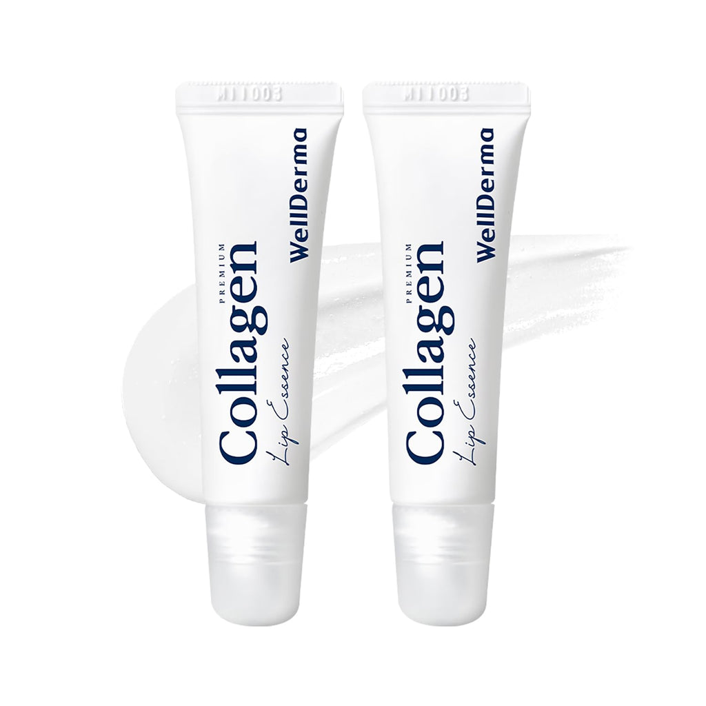 WELLDERMA Collagen Hydro Lip Essence 2-Pack, 11mL × 2 – Smooth Glossy Lip Coating with Collagen Blend, Hyaluronic & Peptide Complex, Honey-Like Scent