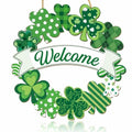 Halloween Wooden Ghost Wreath Door Sign - St Patricks Day Variation 11.9"