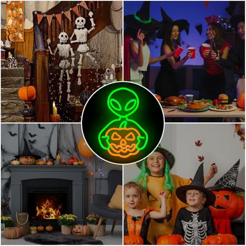 Alien Pumpkin Neon Sign Halloween Neon Light for Bedroom Wall Decor USB Powered Adjustable