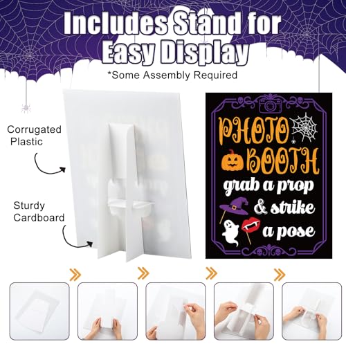 Halloween Photo Booth Sign with Stand - Happy Fall Party Decor