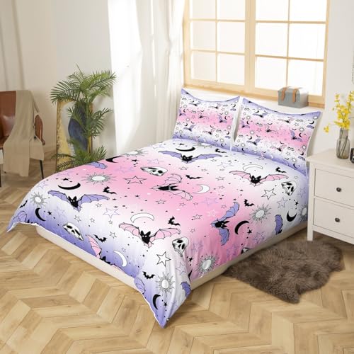 Feelyou Halloween Bat Skull Bedding Set Twin - Kids Teens Decor