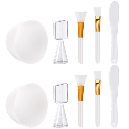 Tecbeauty Face Mask Mixing Bowl Set, 10 Pcs DIY Facemask Mixing Tool Kit with Silicone Facial Mask Bowl Brushes Stick Spatula Measuring Cup (White)