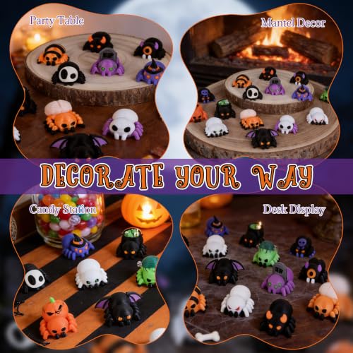 Halloween Spider Figurines Set - 15 Mini Spooky Decorations for Seasonal Decor