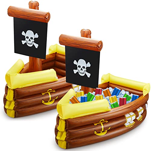 Pirate Ship Inflatable Cooler - 2 Pack Outdoor Party Drink & Food Cooler