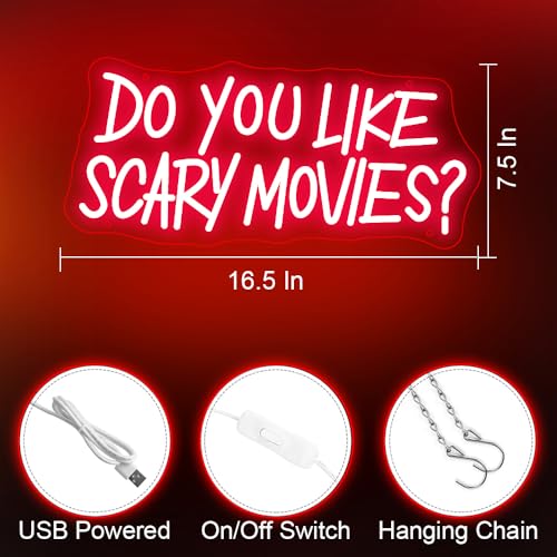 Halloween LED Neon Sign Do You Like Scary Movies SY-scarymovies-red - Spooky Party Decor