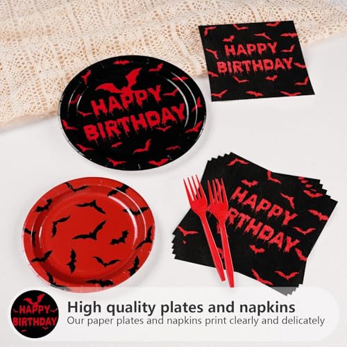 Halloween Bat Birthday Party Supplies Set - Serves 24 with Plates Napkins & Utensils - Variation: Halloween Bat Birthday