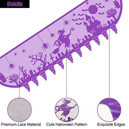 Halloween Mantle Scarf Lace Decoration Haunted House Ghost Witch Hat - Purple