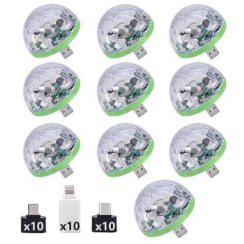 10 pcs USB Mini Disco Ball Party Lights RGB Sound Control LED Stage Lamps