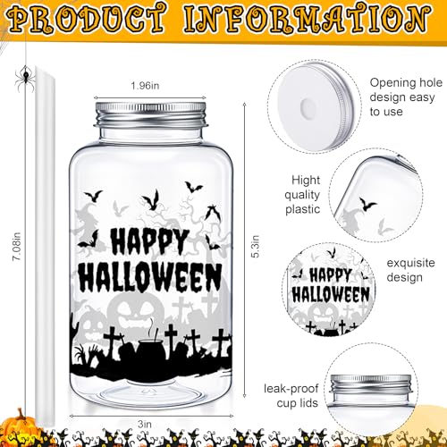 Halloween Skeleton Cups Set - Reusable 16 oz Skull Drinkware with Lids & Straws - 20 Pack