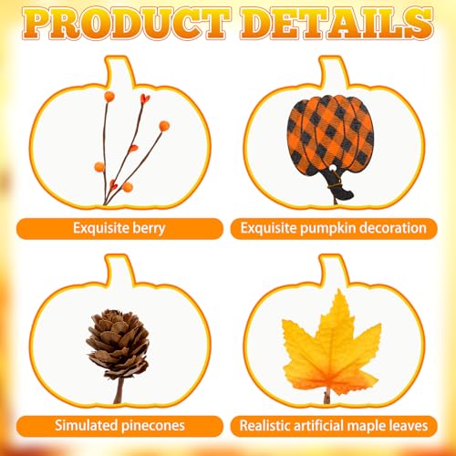 Thanksgiving Pumpkin Garland with Lights and Artificial Berries - Fall Home Decor