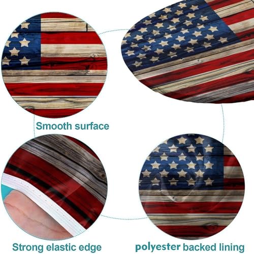 Custom Fitted Oval Tablecloth with American Flag - 60 x 42 Inch, Elastic Edge, Personalized Picnic & Party Cover