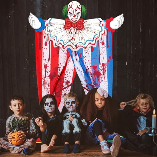 Halloween Creepy Clown Door Banner Set for Horror Party Decorations