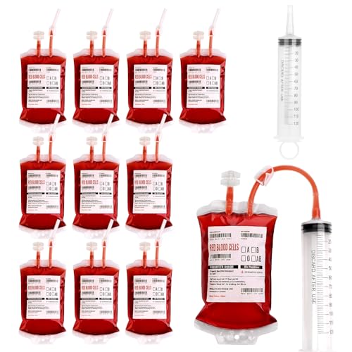 30 Pack Halloween Fake Blood Bags for Drinks Vampire Party Decoration - Reusable Blood Pouches
