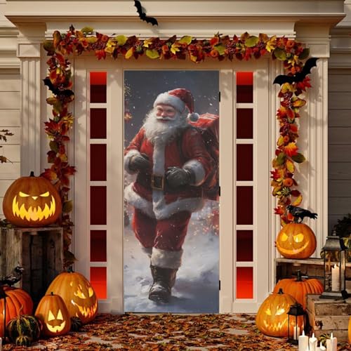 Christmas Santa Door Cover - Stretch Fabric Holiday Porch Decoration 35x79 in Variation of THIS listing