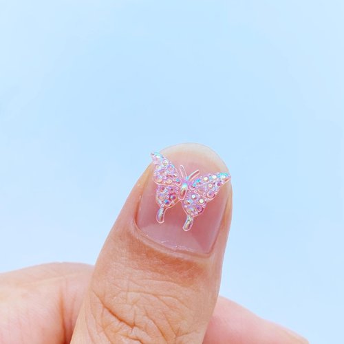 Sparkling 100 PCS 3D Butterfly Charms Kawaii Mini Nail Rhinestones Gems Glitter Acrylic Nail Art Jewelry Manicure Nail Decoration Accessories
