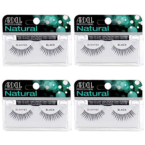 False Eyelashes Natural Lashes Scanties Black Lightweight Reusable 4 Pack - Effortless Natural Look