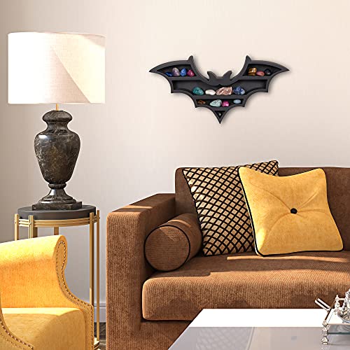 Vampire Bat Wall Shelf - Gothic Spooky Hanging Wooden Decor for Bedroom Bathroom Kitchen