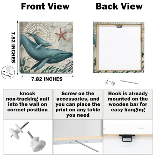 Beach Wall Art Set - Ocean Sea Turtle Octopus Canvas Pictures, Variation Ocean 02