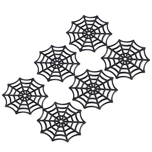 Mini Black Plastic Spider Web Ornaments Set for Halloween Decorations - 50 Pack