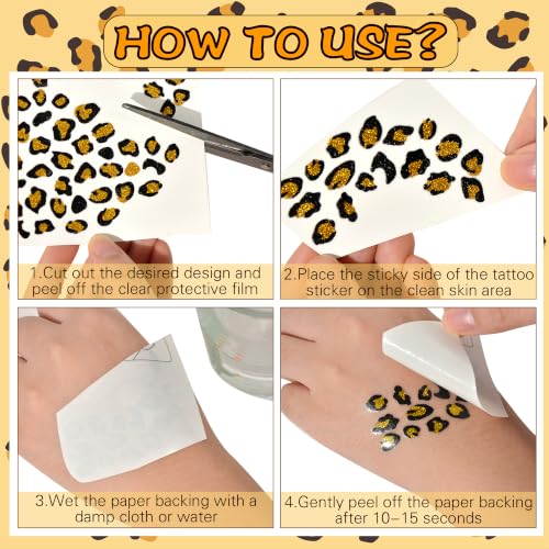 2 Sheets Glitter Leopard Face Tattoos for Women - Cheetah Costume Accessories