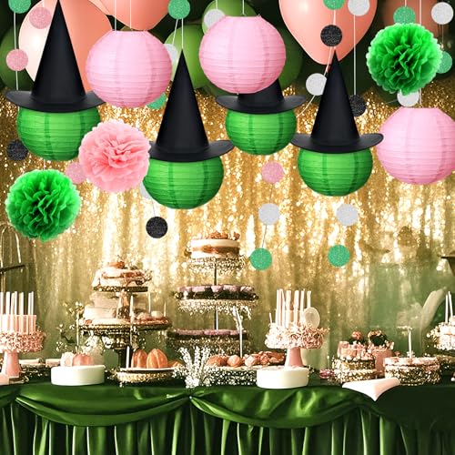 31 Pcs Witch Birthday Decorations Set - Pink & Green Party Supplies