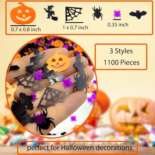 Halloween Confetti Sprinkles Set - Pumpkin Bat Spider Web Witches - Party Table Decor - Halloween 1