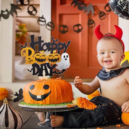 Halloween Cake Topper Black Glitter Boo Day - Color 3