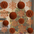 Brown Velvet Christmas Tree Ornaments Set - Holiday Decor, 36 Pcs