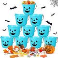 Halloween Pumpkin Buckets Set - Teal Plastic Trick-or-Treat Buckets 10 Pack