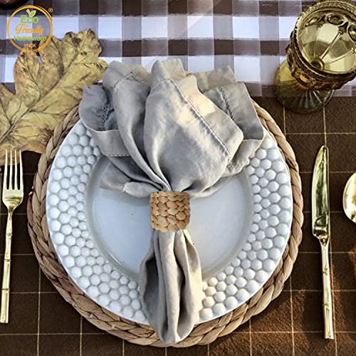 Set of 48 Boho Water Hyacinth Napkin Rings - Handmade Rustic Table Decor