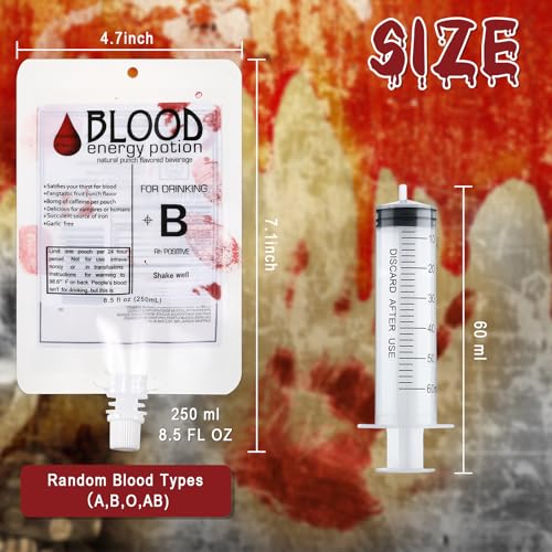 60 Pack Halloween Drink Bags with Syringes - Reusable Party Pouch Set