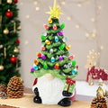 Lighted Ceramic Christmas Gnome Tree - 12 Inch Holiday Decor