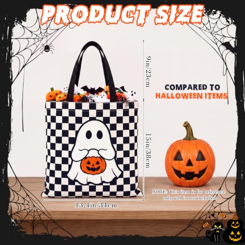 Halloween Tote Bag Ghost Pumpkin Trick or Treat Canvas Bag