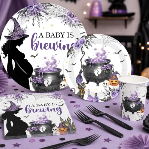 Halloween Baby Shower Decorations Kit - A Baby Is Brewing Theme, Halloween Variation
