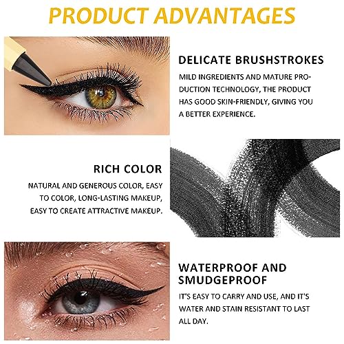 Black Gel Eyeliner Pencil - Waterproof Matte Eye Makeup Set with Eyeliner & Eyebrow Tips - 1 Pack