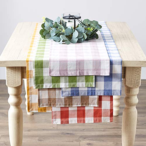 Farmhouse Cotton Buffalo Check Table Runner - Dusty Lilac 108 x 14 Inches