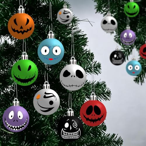 Halloween Ornaments 16 Pack Spooky Cute Plastic Tree Decorations Jack Sally Indoor Outdoor