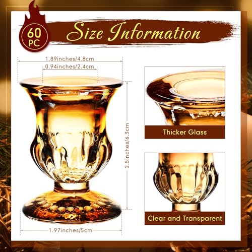 Gold Glass Taper Candle Holders Bulk Set 2.5 Inch - Rustic Wedding Centerpiece