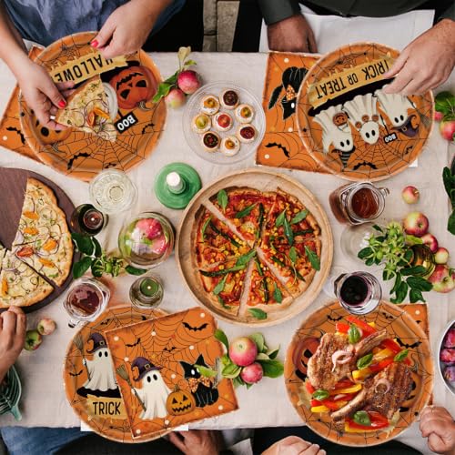 Halloween Party Supplies Dinnerware Set - Plates Cups Napkins & Cutlery for 20 Guests - Halloween Plate Variation