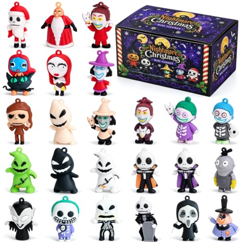 Nightmare Figures 24 Pcs Halloween & Christmas Decor Doll Set - Black Nightmare Variation