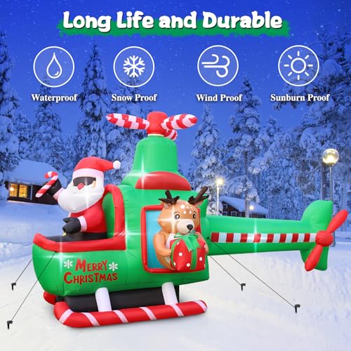 8.5 FT Christmas Inflatable Santa Helicopter with LED Lights for Outdoor Yard Decor