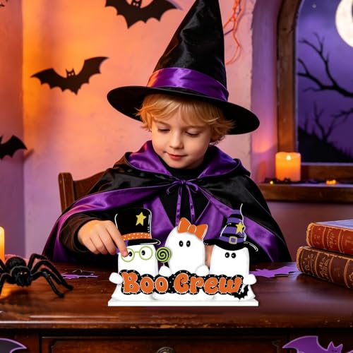 Cute Ghost Wooden Halloween Table Decorations - White Ghost