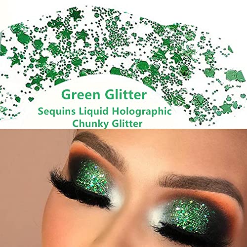 09 Green Body Glitter - St Patrick's Day Holographic Face & Body Makeup