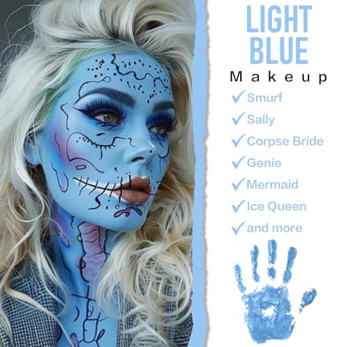 Light Blue Face & Body Paint Kit - Water-Based Halloween SFX Makeup & Cosplay