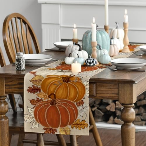 13x72 Inch Fall Table Runner - Orange Polyester Home Decor, Durable & Bright